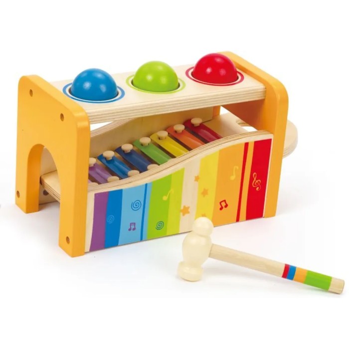 Hape Early Melodies Pound & Tap Bench Με Ξυλόφωνο Και Μπάλες