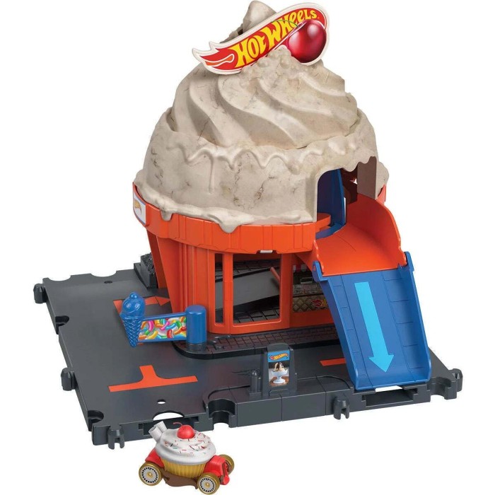 Hot Wheels Πίστα Downtown Ice Cream Swirl για 4+ Ετών