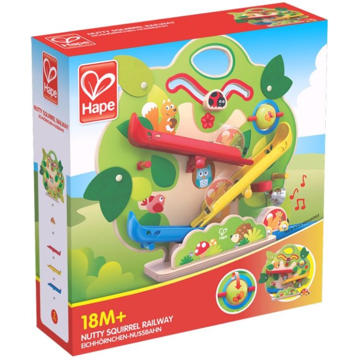 Hape Railway Ξύλινο Nutty Squirrel Toddler Τρενάκι Set