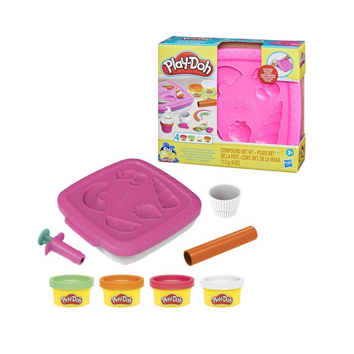 Hasbro Play-Doh Πλαστελίνη - Παιχνίδι Create and Go Cupcakes για 3+ Ετών, 4τμχ