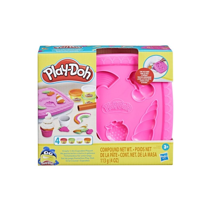Hasbro Play-Doh Πλαστελίνη - Παιχνίδι Create and Go Cupcakes για 3+ Ετών, 4τμχ