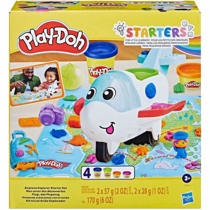 Hasbro Play-Doh Πλαστελίνη - Παιχνίδι Airplane Explorer για 3+ Ετών, 4τμχ