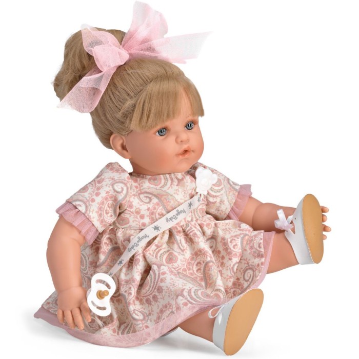 Magic baby κούκλα που κλαίει Susy με αφέλειες και ροζ κοτλέ φόρεμα