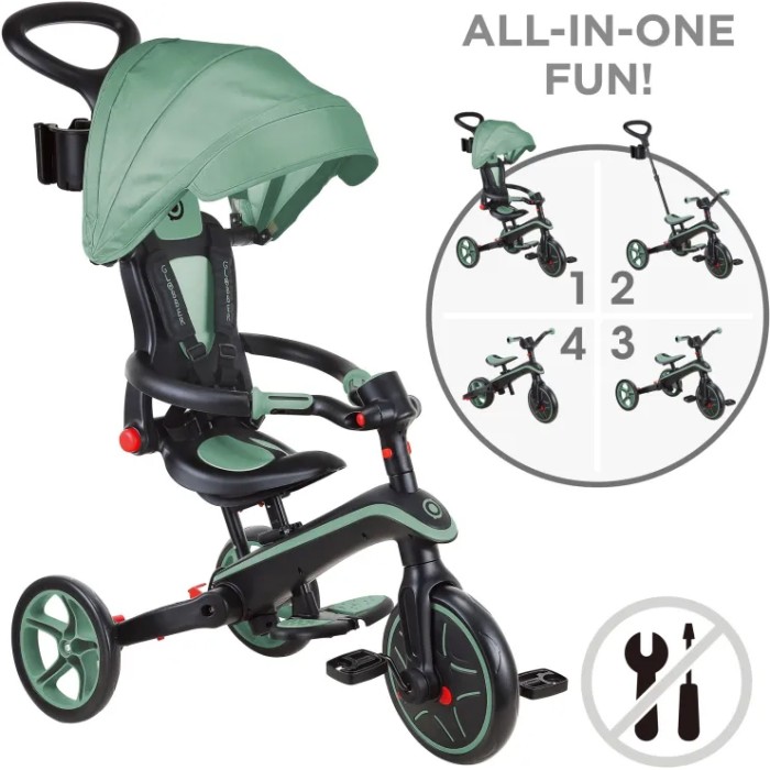 Globber Τρίκυκλο Trike Explorer Foldable 4 In 1 Olive  Globber Τρίκυκλο Trike Explorer Foldable 4 In 1 Olive