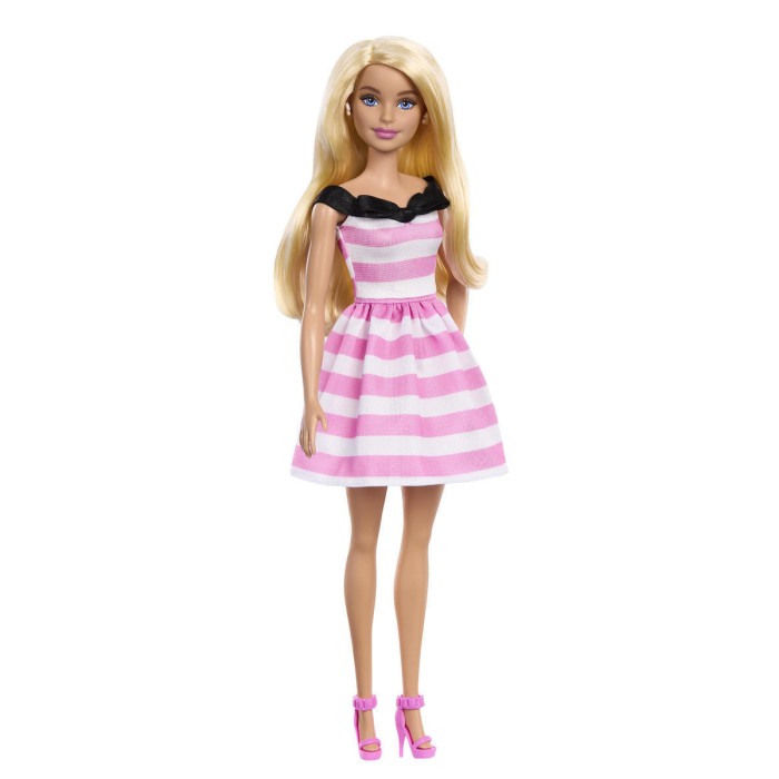 Barbie Κούκλα Blonde with Pink Striped Dress για 3+ Ετών