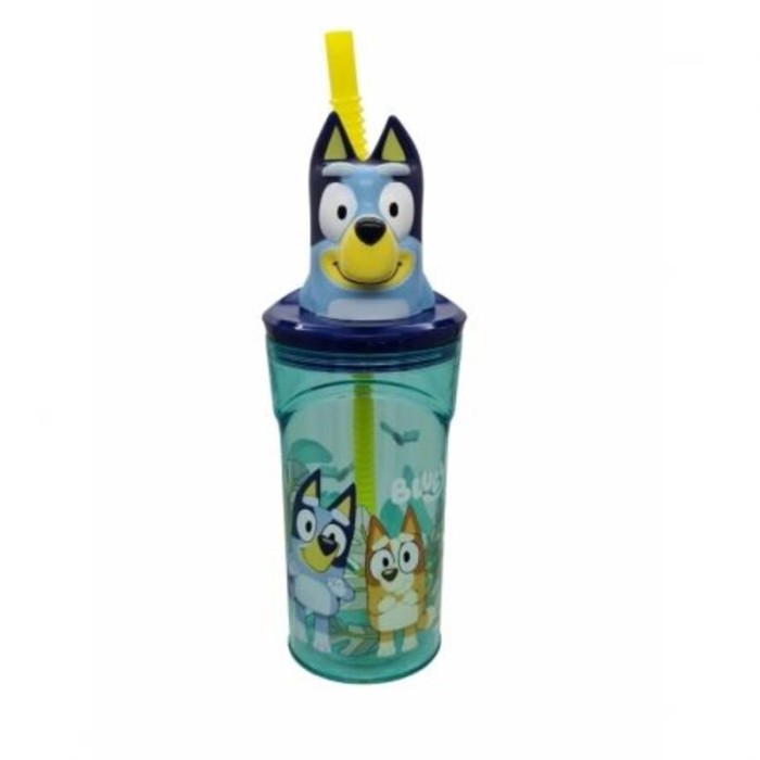 Ποτήρι Πλαστικό με Καλαμάκι 3D Bluey 360ml
