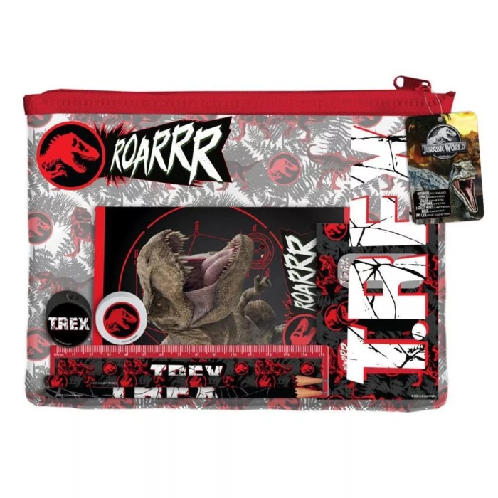 Σχολικό Σετ Jurassic World σε PVC Τσαντάκι (10 Τεμαχίων)