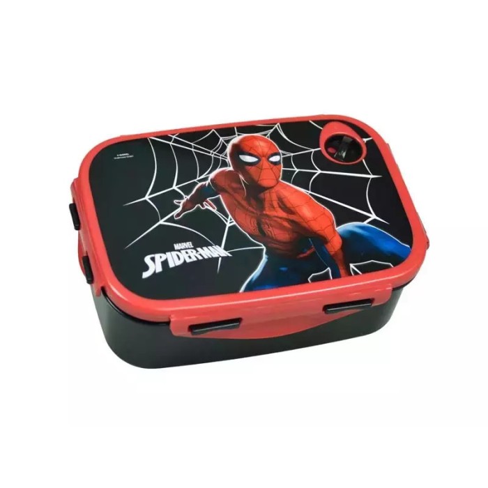 Gim Πλαστικό Παιδικό Δοχείο Φαγητού Spiderman Μαύρο 17.5 x 13 x 7εκ.