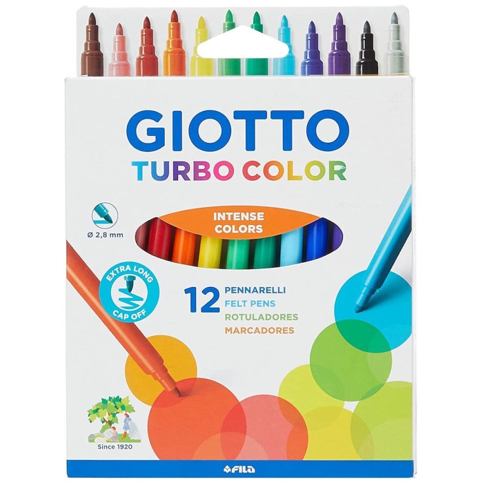 Giotto Turbo Color Blister Μαρκαδόροι Ζωγραφικής Λεπτοί σε 12 Χρώματα