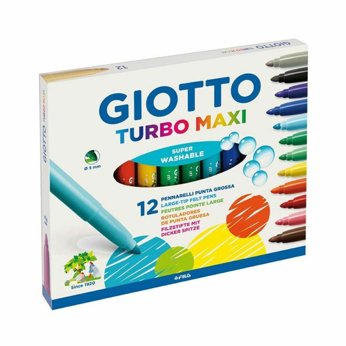 Giotto Turbo Maxi Πλενόμενοι Μαρκαδόροι Ζωγραφικής Χονδροί σε 12 Χρώματα