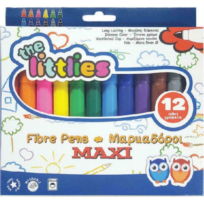 The Littlies Fibre Pens Πλενόμενοι Μαρκαδόροι Ζωγραφικής Χονδροί σε 24 Χρώματα