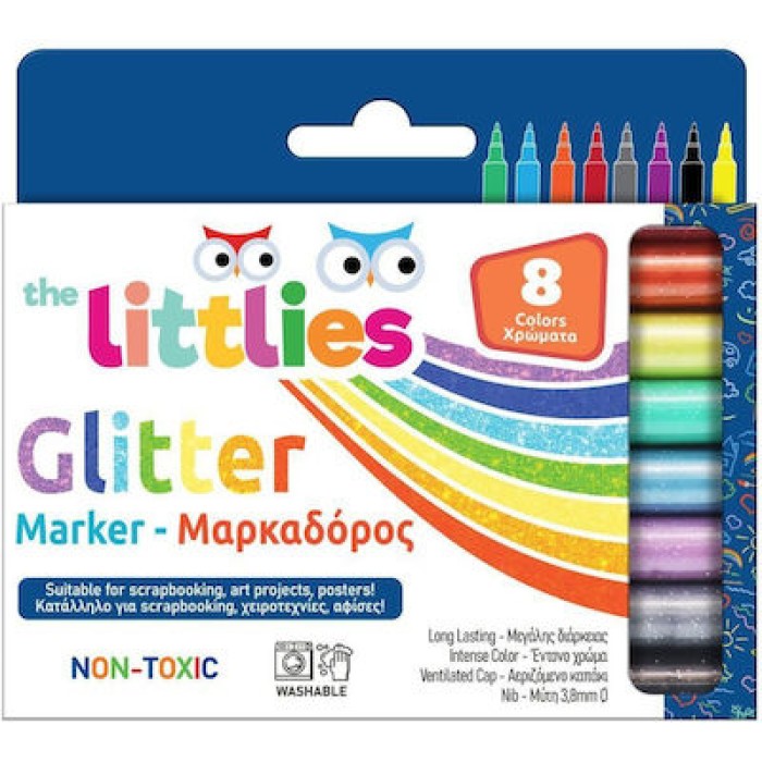The Littlies Glitter Μαρκαδόροι Ζωγραφικής με 8 Χρώματα