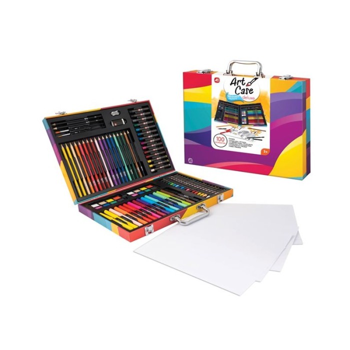 AS Κασετίνα Ζωγραφικής Ξύλινη Deluxe Rainbow Με 100 Αξεσουάρ Για 3+ Χρονών.
