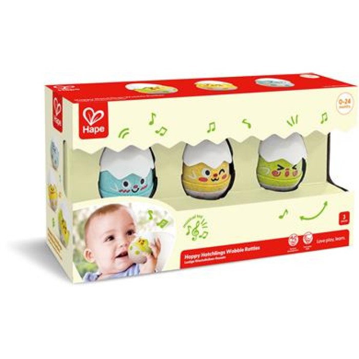 Hape Early Explorer Ξύλινη Κουδουνίστρα happy Hatchlings Wobble Rattles 