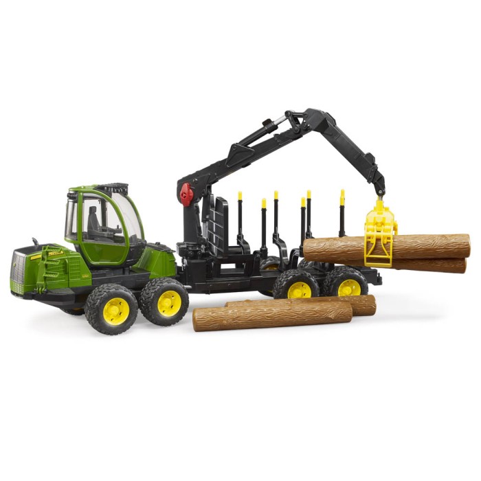 Bruder Τρακτέρ John Deere Με Γερανό & 4 Κορμούς