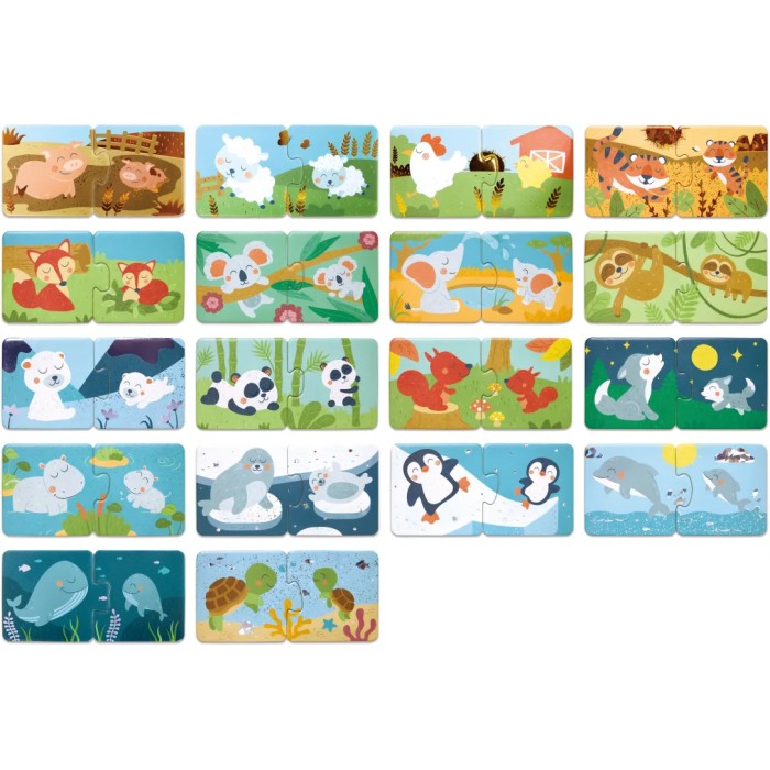 Hape Happy Puzzles Ξύλινο Παζλ Ζωάκια Mum & Baby