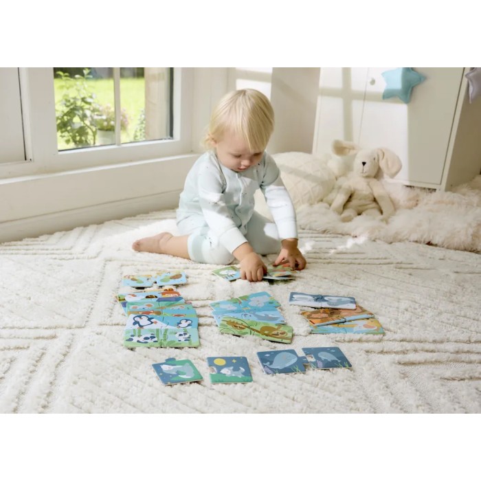 Hape Happy Puzzles Ξύλινο Παζλ Ζωάκια Mum & Baby