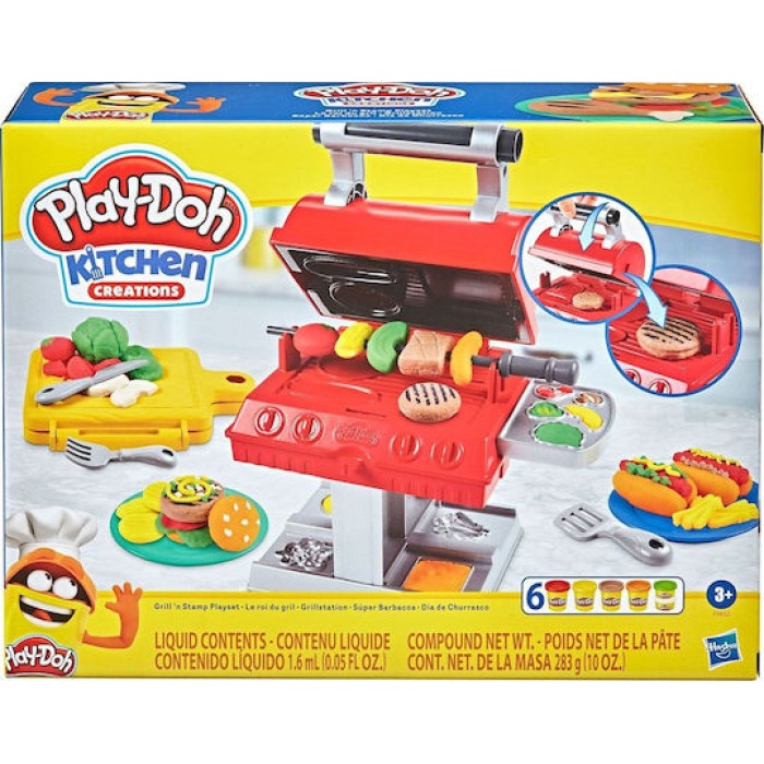 Hasbro Play-Doh Πλαστελίνη - Παιχνίδι Grill n' Stamp για 3+ Ετών, 6τμχ