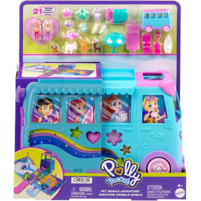 Polly Pocket Adventure Τροχόσπιτο με Ζωάκια  για 4+ Ετών