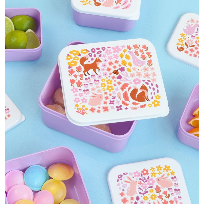 A little lovely company Σετ 4 δοχεία φαγητού Lunch & Snack Box Flower garden