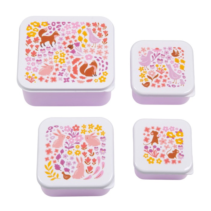 A little lovely company Σετ 4 δοχεία φαγητού Lunch & Snack Box Flower garden