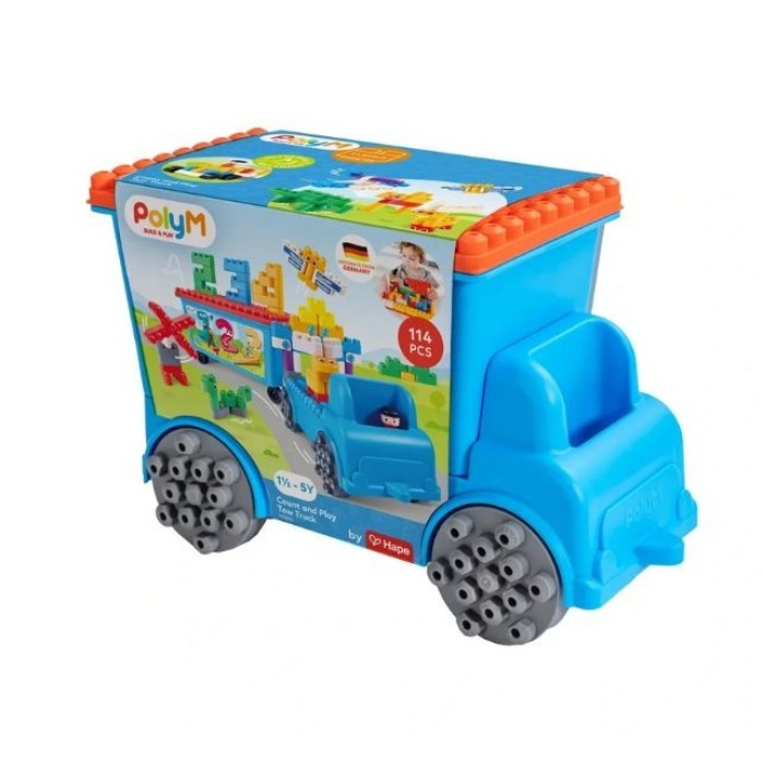 Hape PolyM Σετ Κατασκευών Παίζω & Μετράω Tow Truck 114Τμχ