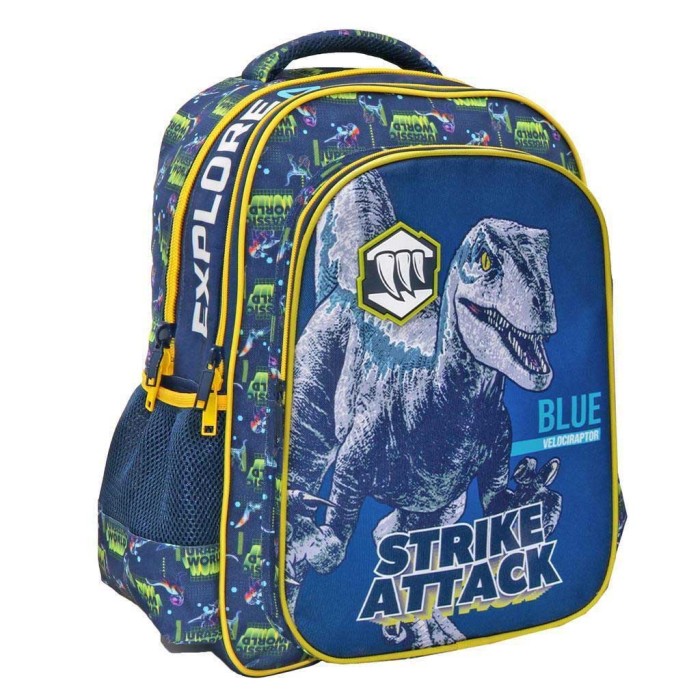 Must Jurassic Strike Attack Σχολική Τσάντα Πλάτης Δημοτικού σε Μπλε χρώμα Μ32 x Π18 x Υ43εκ