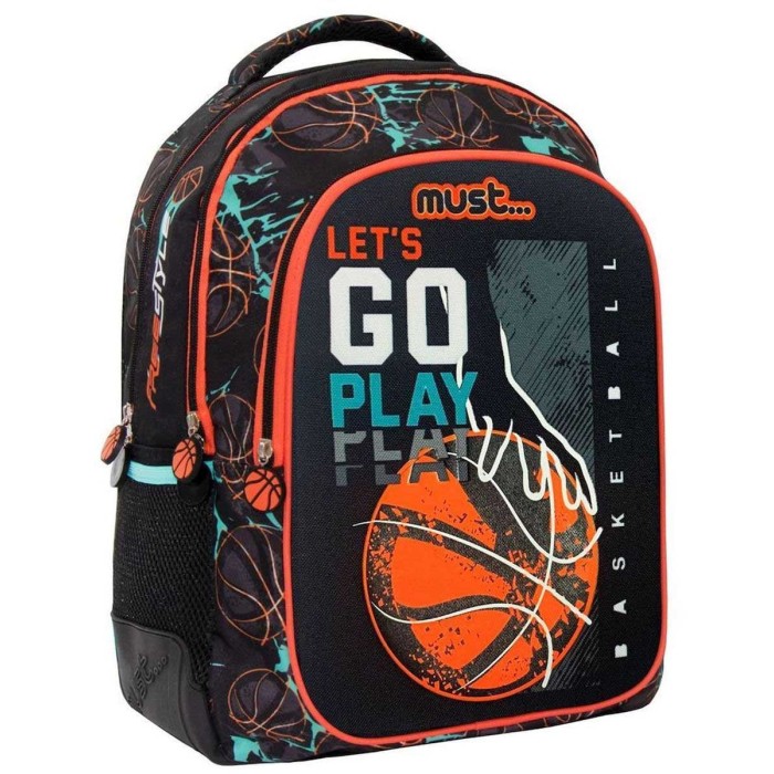 Must Basketball Let S Go με 3 Θήκες Σχολική Τσάντα Πλάτης Δημοτικού σε Μωβ χρώμα Μ32 x Π18 x Υ43εκ