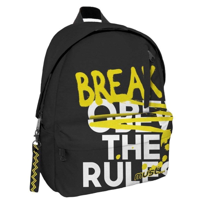 Must Break The Rules με 1 Κεντρική Θέση Σχολική Τσάντα Πλάτης Δημοτικού σε Μαύρο χρώμα Μ32 x Π17 x Υ42εκ