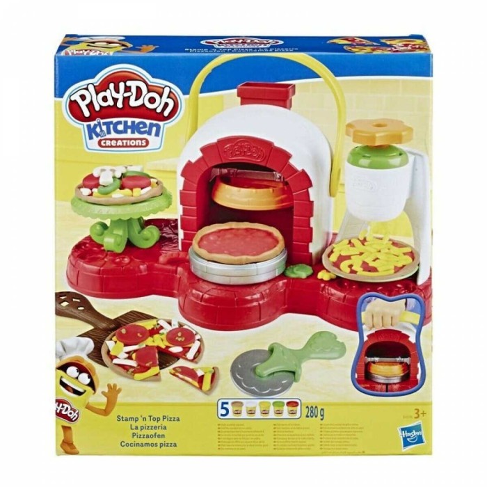 Hasbro Play-Doh Πλαστελίνη - Παιχνίδι Stamp Top Pizza για 3+ Ετών, 5τμχ