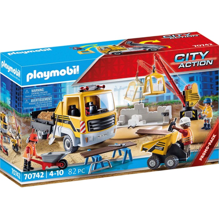Playmobil City Life Construction Site with Flatbed Truck για 4-10 ετών