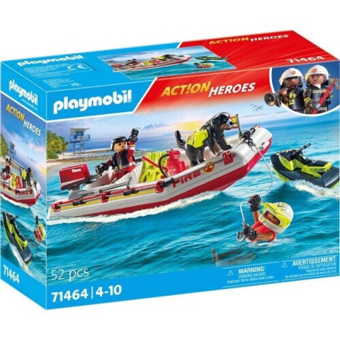 Playmobil City Action Φουσκωτό Σκάφος Πυροσβεστικής Με Θαλάσσιο Scooter για 4-10 ετών