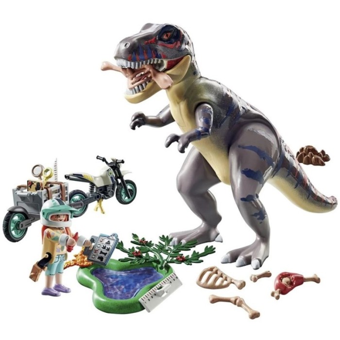 Playmobil Dinos T-Rex και Εξερευνητής με Μοτοσικλέτα