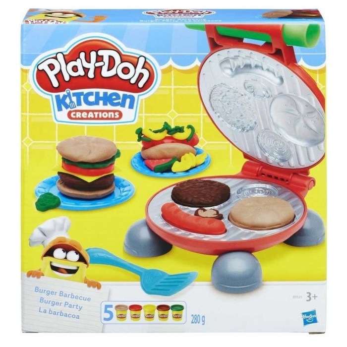 Hasbro Play-Doh Πλαστελίνη - Παιχνίδι Burger για 2+ Ετών, 5τμχ