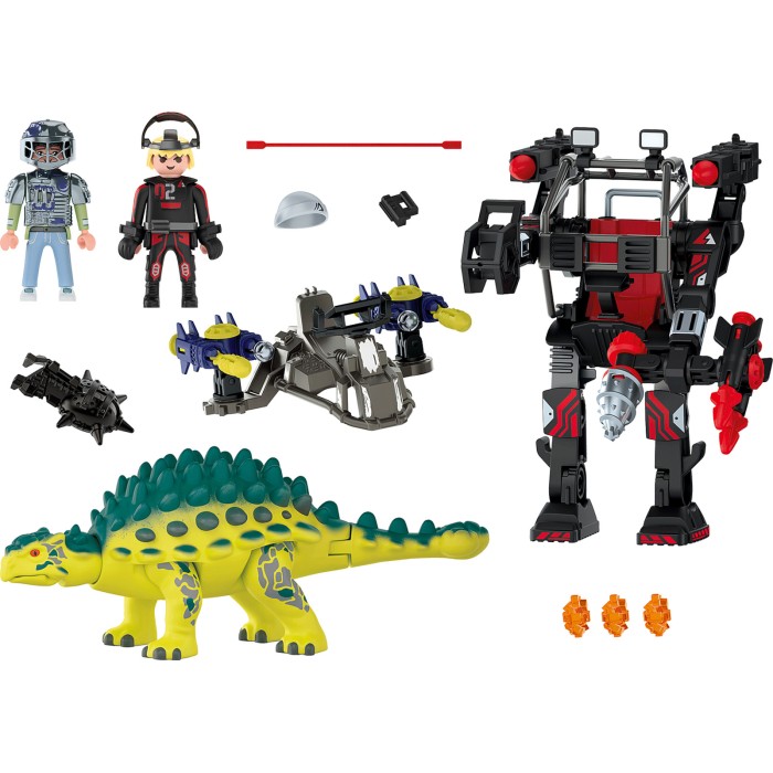 Playmobil Dino Rise Αγκυλόσαυρος με Μαχητή εναντίον Ρομπότ για 5-10 ετών