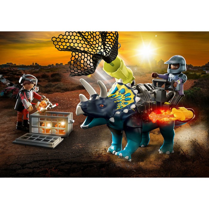 Playmobil Dino Rise Τρικεράτωψ με Πανοπλία-Κανόνι και Μαχητές για 5-10 ετών