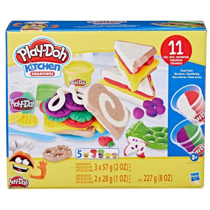 Hasbro Play-Doh Πλαστελίνη - Παιχνίδι Kitchen Creations Snacks n' Sandwishes για 3+ Ετών, 5τμχ