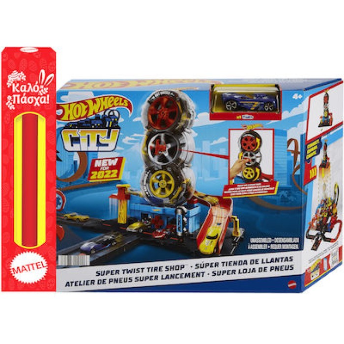 Παιχνιδολαμπάδα Hot Wheels Super Twist Tire Shop για 4+ Ετών Mattel