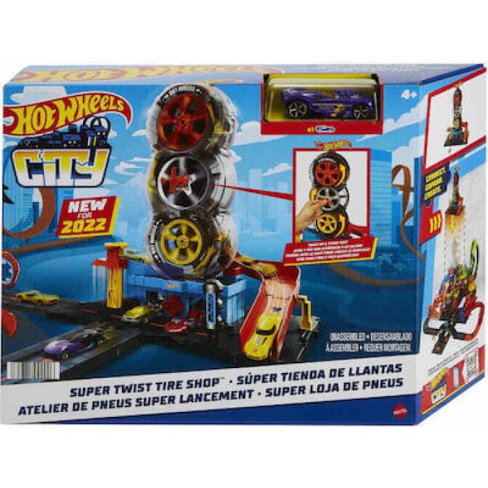 Πίστα Hot Wheels Super Twist Tire Shop για 4+ Ετών