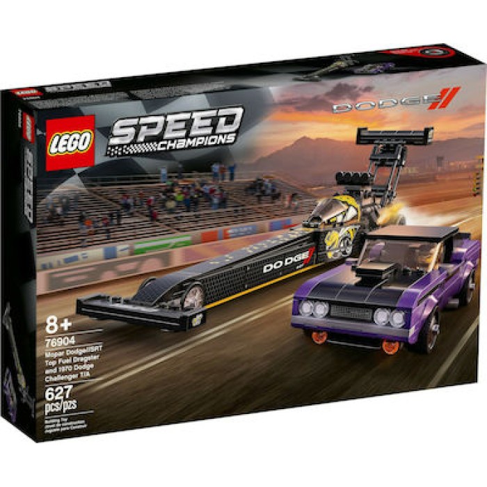 Lego Speed Champions: Mopar Dodge//SRT Top Fuel Dragster and 1970 Dodge Challenger T/A για 8+ ετών