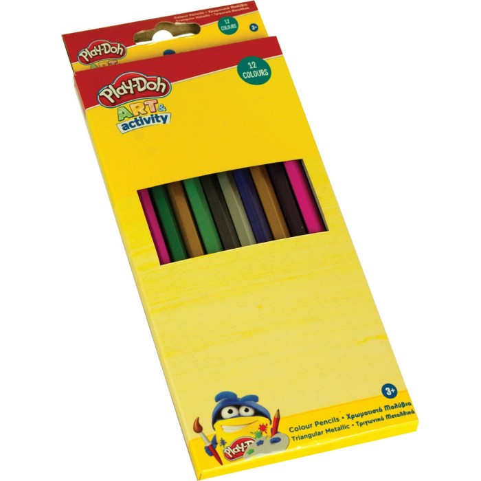 Gim Play-Doh Σετ Ξυλομπογιές Τριγωνικές 12 Μεταλλικά Χρώματα 12τμχ