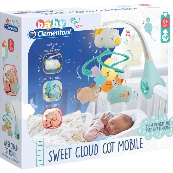Baby Clementoni Μόμπιλε Κούνιας με Μουσική, Περιστροφή και Προτζέκτορα Sweet Cloud για Νεογέννητα