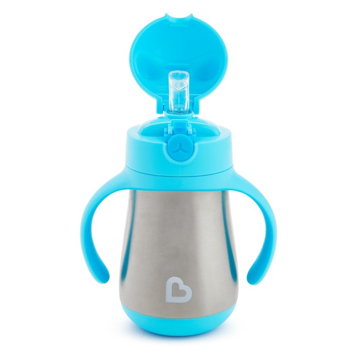 Munchkin Παιδικό Θερμός με Καλαμάκι 237ml Stainless Steel  Blue 