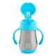 Munchkin Παιδικό Θερμός με Καλαμάκι 237ml Stainless Steel  Blue 
