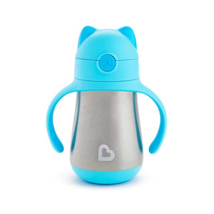 Munchkin Παιδικό Θερμός με Καλαμάκι 237ml Stainless Steel  Blue 