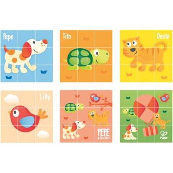 Hape Friendship Puzzle Blocks - Ο Πέπε & Οι Φίλοι Του Σχηματίζουν Έξι Διαφορετικές Εικόνες 