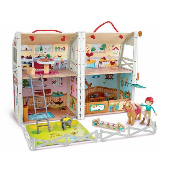 Hape Happy Family Ξύλινος Στάβλος Pony Club (E3409A)