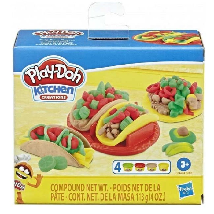 Hasbro Play-Doh Πλαστελίνη - Παιχνίδι Kitchen Creations Taco Time για 3+ Ετών, 4τμχ